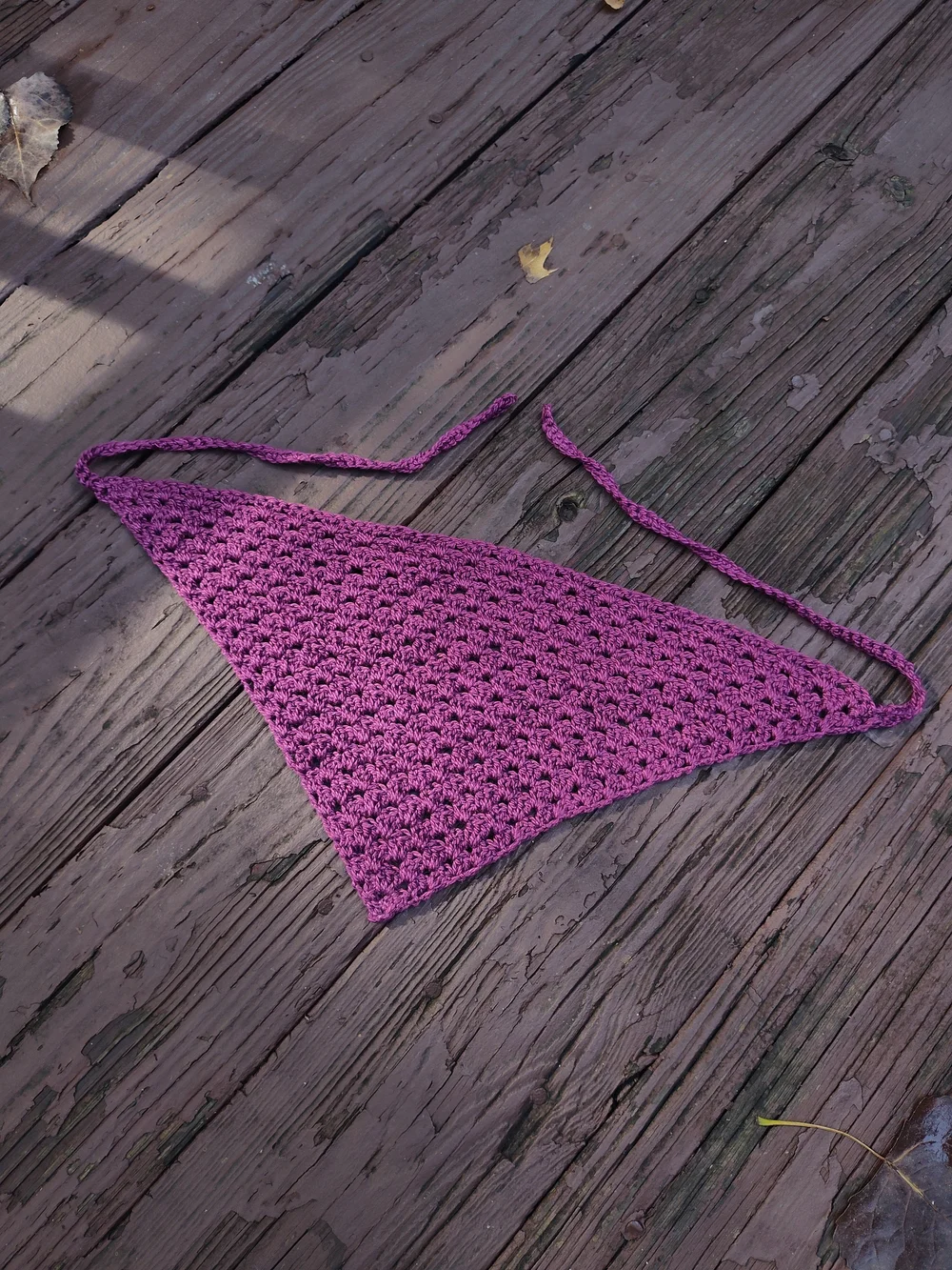 Handmade Crochet Triangle Scarf Bandana - Purple